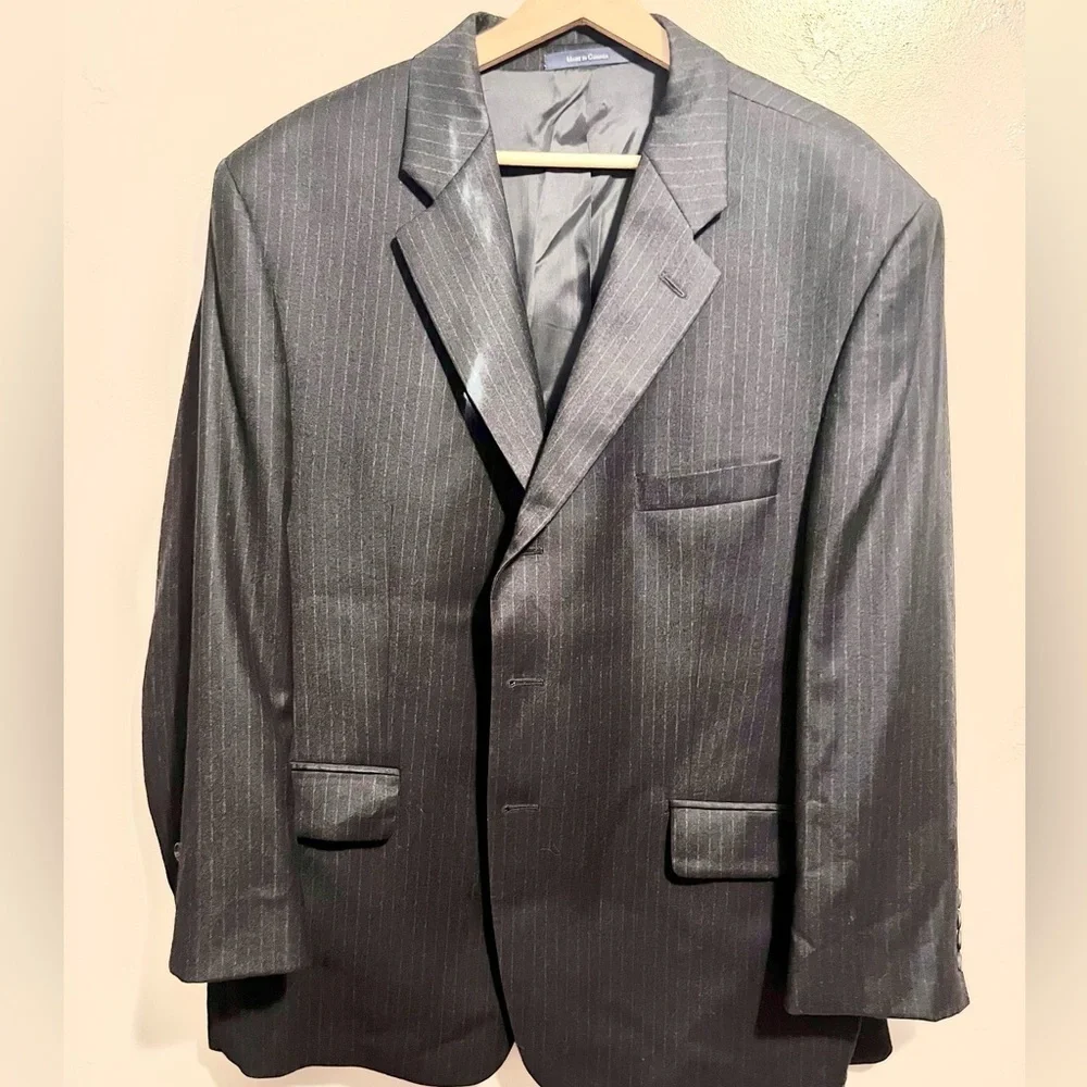 Lauren Ralph Lauren Classic Black Pinstripe Men's Blazer Wool/Cashmere Blend 46S